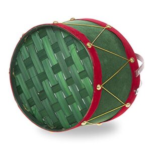 The Lucky Clover Trading Holiday Drum Swing Handle, Green with Red Basket