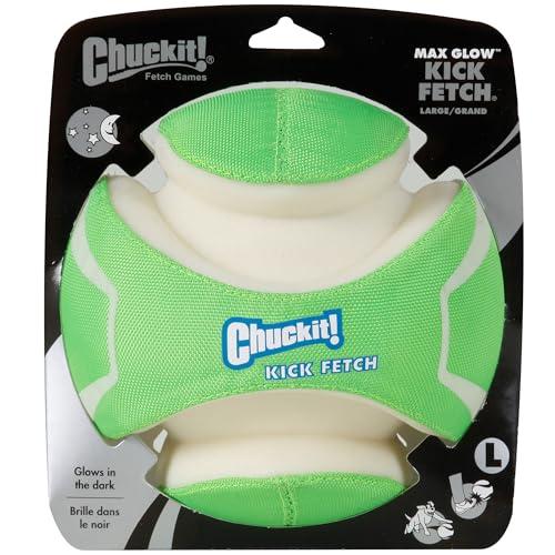 Chuckit! Kick Fetch Max Glow Ball, Large (8 Inch) Glow in the Dark Dog Toy