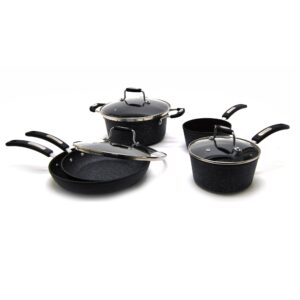 Starfrit The Rock 8-Piece Cookware Set with Bakelite Handles, Black