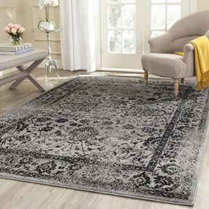 safavieh adirondack collection area rug - 8' square, grey & black, oriental distressed design, non-shedding & easy care, ideal for high traffic areas in living room, bedroom (adr109b)