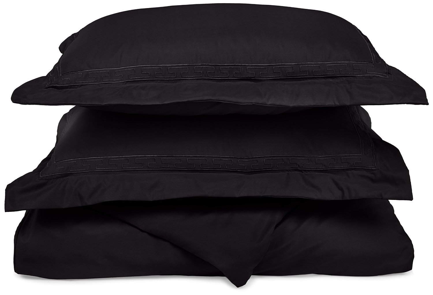 Super Soft Light Weight,100% Brushed Microfiber, Full/Queen, Wrinkle Resistant, Black Duvet Cover with Regal Embroidered Pillowshams in Gift Box