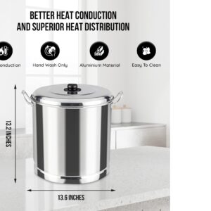 Vasconia Steamer Pot with Tray and Aluminum Lid – Multi-Purpose Aluminum Large Stock Pot for Tamales, Seafood, Vegetables Soup Pot – 5.3-Quart Stove