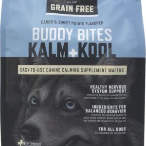 Majesty's Grain-Free Buddy Bites Kalm and Kool Wafers for Medium / Large Dogs - Superior Nervous System Support Supplement - Carob and Sweet Potato Flavored - 56 Count (Up To 8 Week Supply)