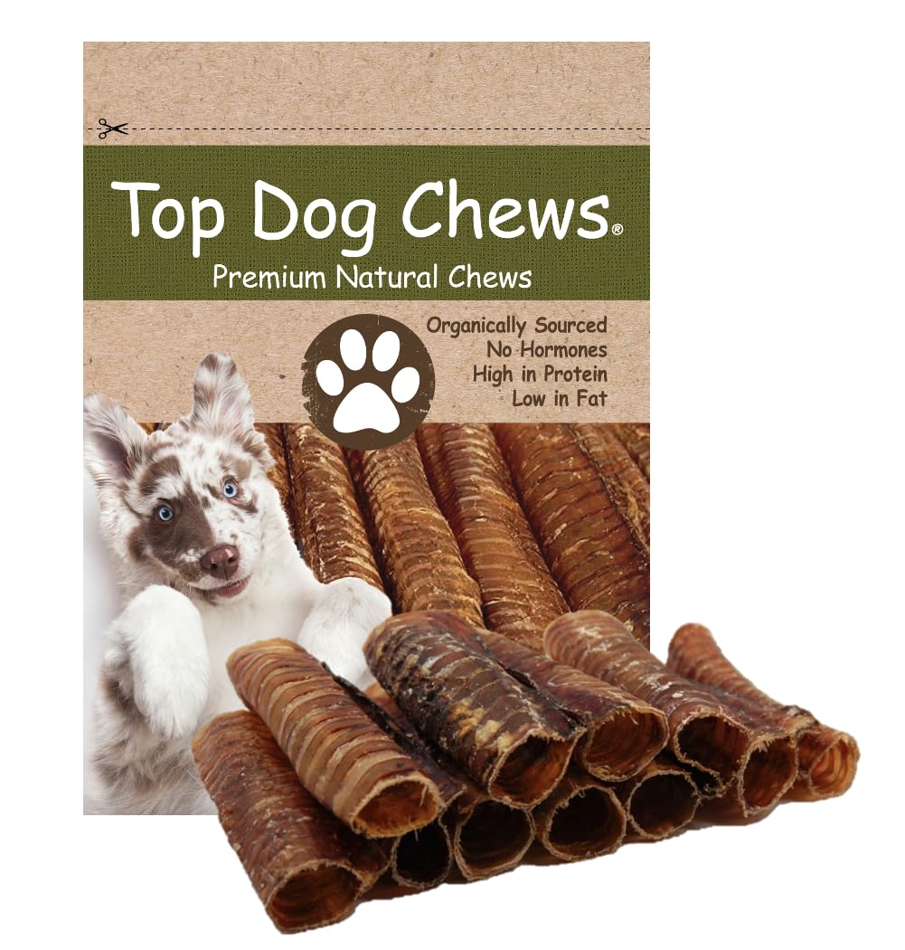 Top Dog Chews – 6” Beef Trachea Dog Chews 10 Pack, American, All Natural, Single Ingredient Dog Treat, Promotes Joint, Hip & Dental Health, High in Protein.