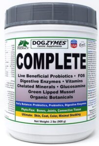 dogzymes complete - probiotics, prebiotics, glucosamine, chondroitin, msm and hyaluronic acid, complete skin and coat care (2 pound)