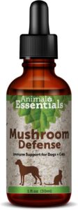 animal essentials mushroom defense - immune system support for dogs & cats, natural antioxidant, mushrooms, for all ages, organic herbs - 1 fl oz