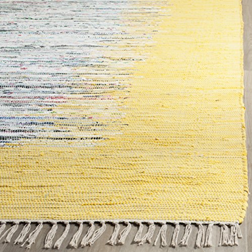 SAFAVIEH Montauk Collection Runner Rug - 2'3" x 8', Ivory & Yellow, Handmade Stripe Fringe Cotton, Ideal for High Traffic Areas in Living Room, Bedroom (MTK711Q)