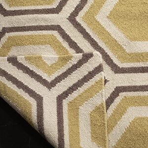 SAFAVIEH Dhurries Collection 2'6" x 10' Ivory / Yellow DHU202A Handmade Flatweave Premium Wool Runner Rug