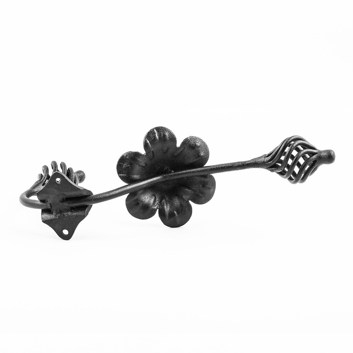 Renovators Supply Black Wrought Iron Wall Hook Decorative Floral Birdcage Style 9" Tall Double Hooks for Coat, Robe or Hat Holder Hanger Black Powder Coated Wall Mount Hooks with Hardware