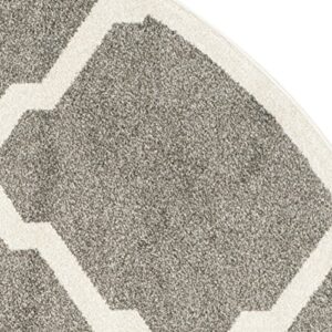 SAFAVIEH Amherst Collection 7' Round Dark Grey/Beige AMT421R Moroccan Trellis Non-Shedding Dining Room Entryway Foyer Living Room Bedroom Area Rug