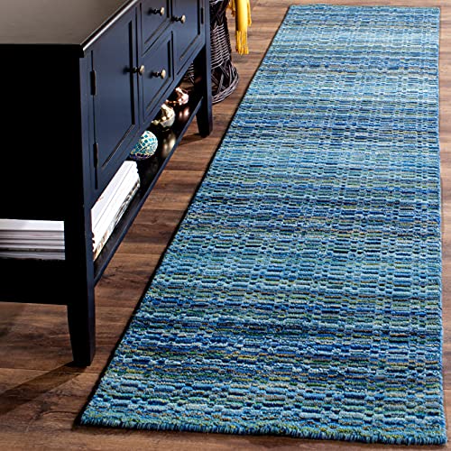 SAFAVIEH Himalaya Collection Runner Rug - 2'3" x 12', Blue & Multi, Handmade Wool, Ideal for High Traffic Areas in Living Room, Bedroom (HIM707A)