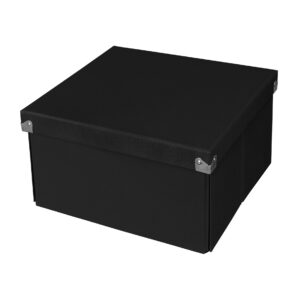 Samsill PNS02LSBK Pop n' Store Decorative Storage Box With Lid - Collapsible and Stackable - Medium Square Box - Black - Interior Size (9.75"x9.75"x5.75")