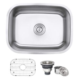 ruvati rvm4132 undermount 16 gauge 24" kitchen single bowl sink, stainless steel