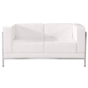 Flash Furniture HERCULES Imagination Series Contemporary White LeatherSoft Loveseat with Encasing Frame