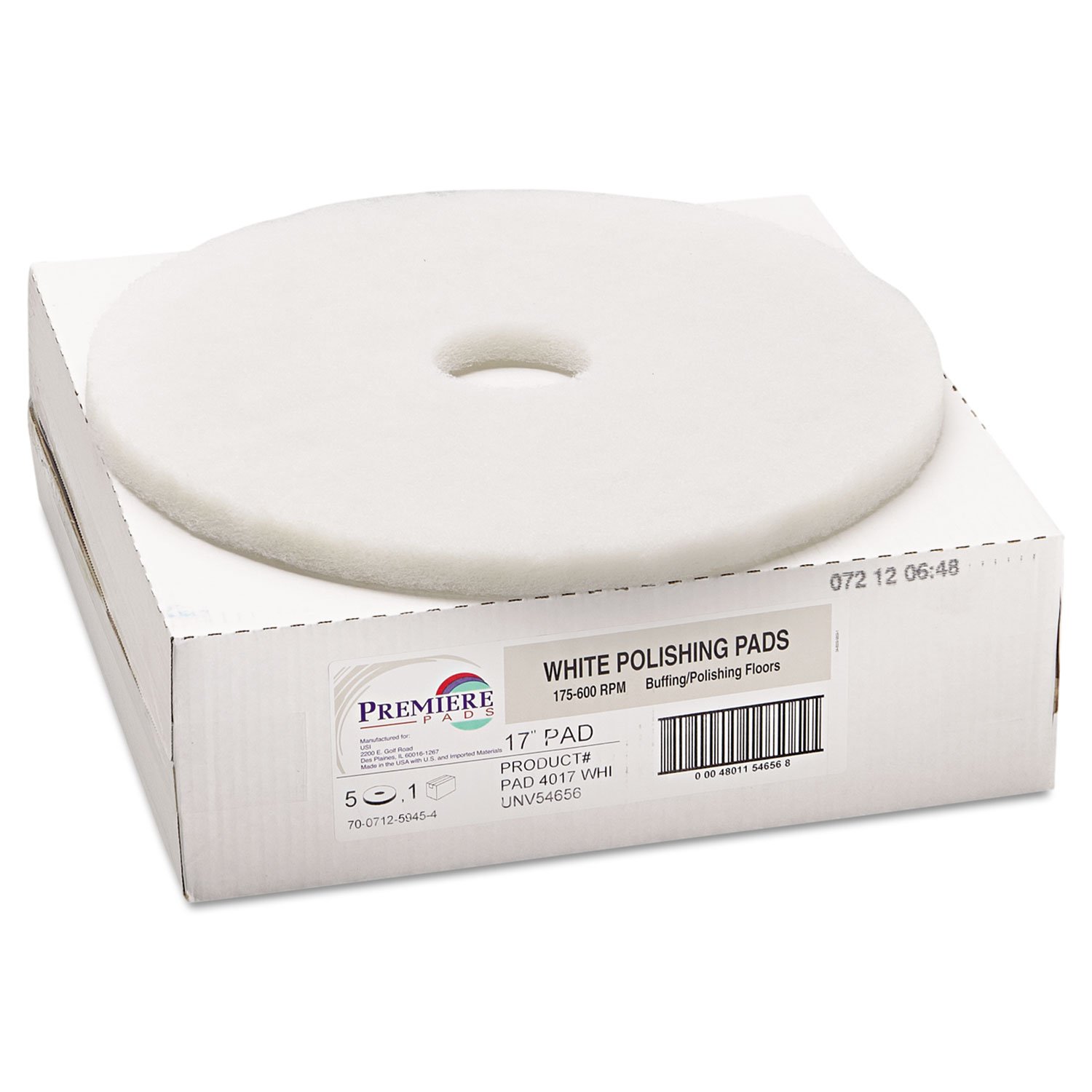 Standard 17" Diameter Polishing Floor Pad in White