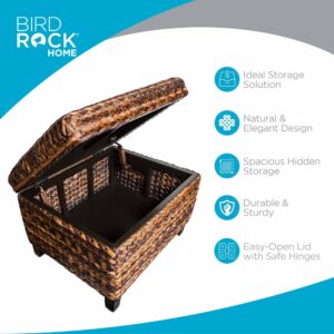 BIRDROCK HOME Woven Seagrass Storage Ottoman with Safety Hinges - Easy-to-Open Lid, Sturdy Construction - Natural Brown Finish - Large Storage Space Ideal for Living Room, Bedroom, Dorm - 22x18x16