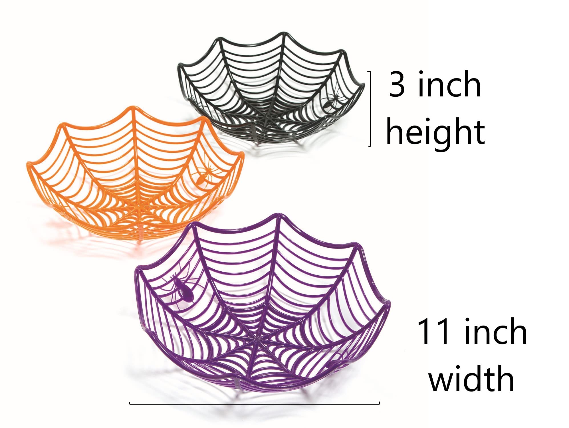 Plastic Spider Web Spiderweb Halloween Candy Bowls - 3 Piece Set