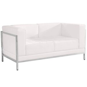 Flash Furniture HERCULES Imagination Series Contemporary White LeatherSoft Loveseat with Encasing Frame