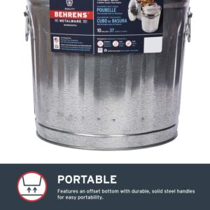 Behrens Manufacturing 6210 Galvanized Steel Trash Can, 10-Gallon