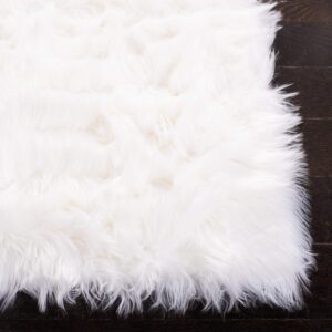 SAFAVIEH Faux Sheep Skin Collection 5' x 8' Ivory FSS235A Silken Glam 2.35-inch Thick Area Rug