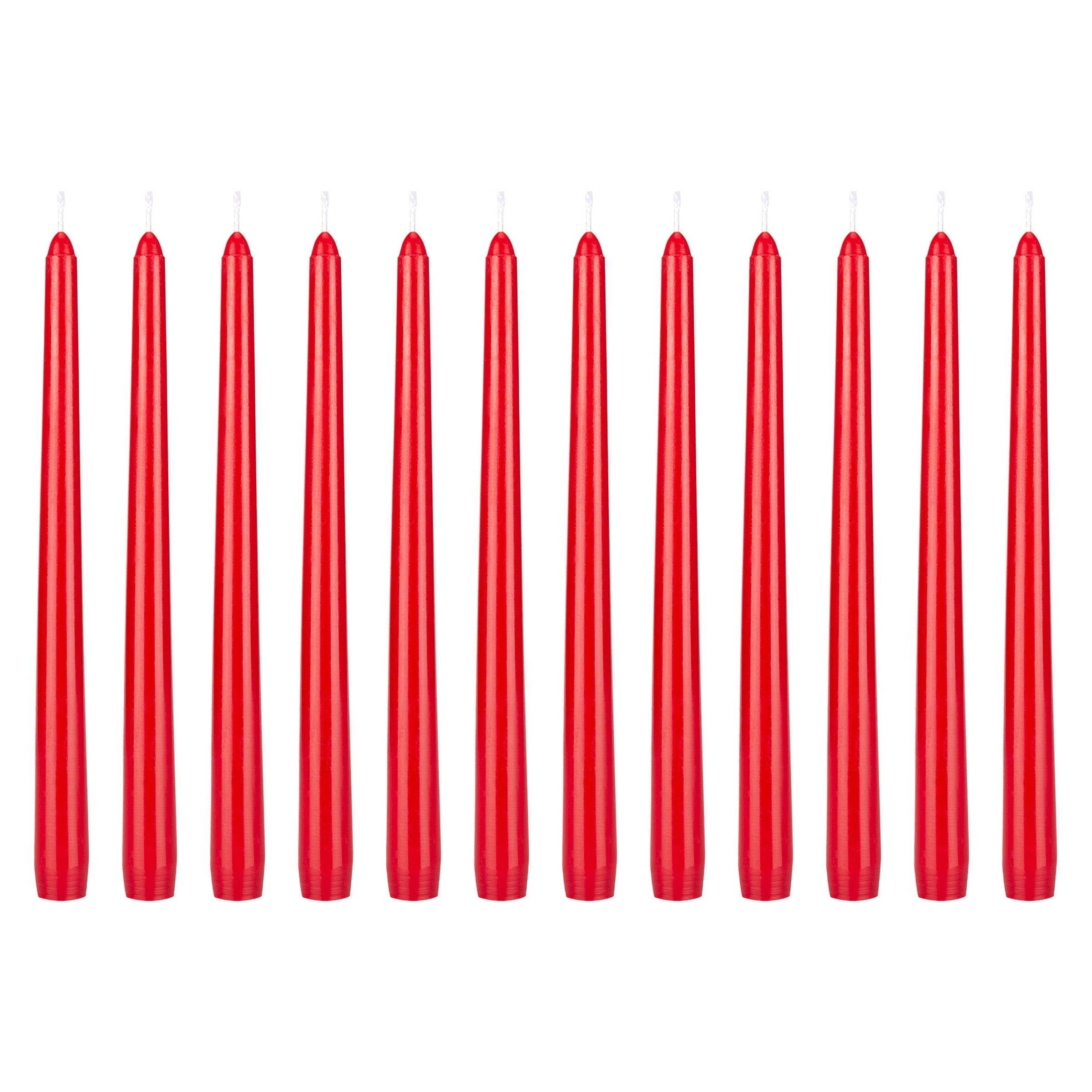 Mega Candles 12 pcs Unscented Red Taper Candles, Hand Poured Wax Candle 10 Inch x 7/8 Inch, Home Décor, Wedding Receptions, Centerpieces, Birthdays, Celebrations, Romantic Dinners, Candle Holders