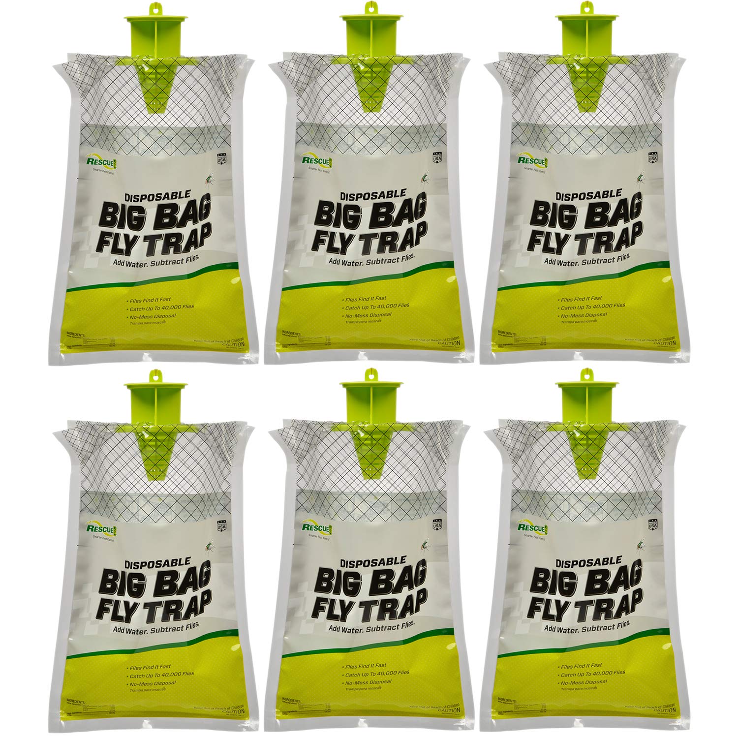 RESCUE! Big Bag Fly Trap – Disposable, Outdoor Use - 6 Traps