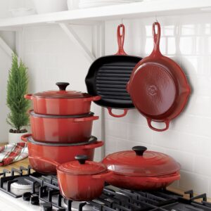 Le Creuset of America Signature Enameled Cast Iron Oval Wide Dutch Oven, 3.5-Quart, Cherry