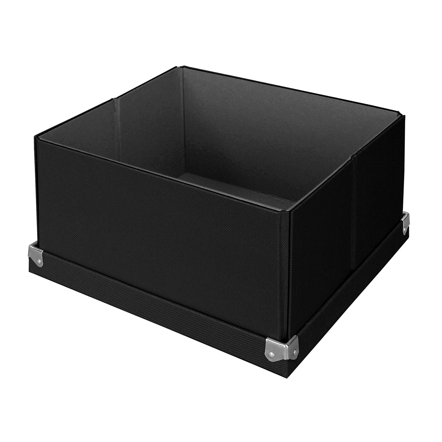 Samsill PNS02LSBK Pop n' Store Decorative Storage Box With Lid - Collapsible and Stackable - Medium Square Box - Black - Interior Size (9.75"x9.75"x5.75")