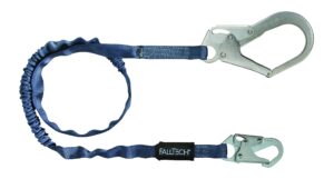 falltech 82593 internal, tubular web sal - single leg with 1 snap hook and 1 rebar hook, 6', blue