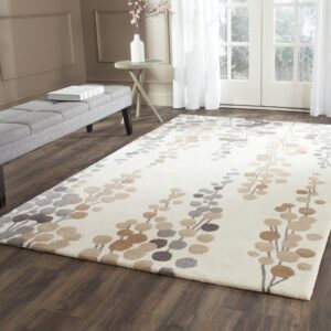 SAFAVIEH Soho Collection 6' Square Beige/Grey SOH338A Handmade Premium Wool & Viscose Area Rug