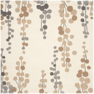 SAFAVIEH Soho Collection 6' Square Beige/Grey SOH338A Handmade Premium Wool & Viscose Area Rug