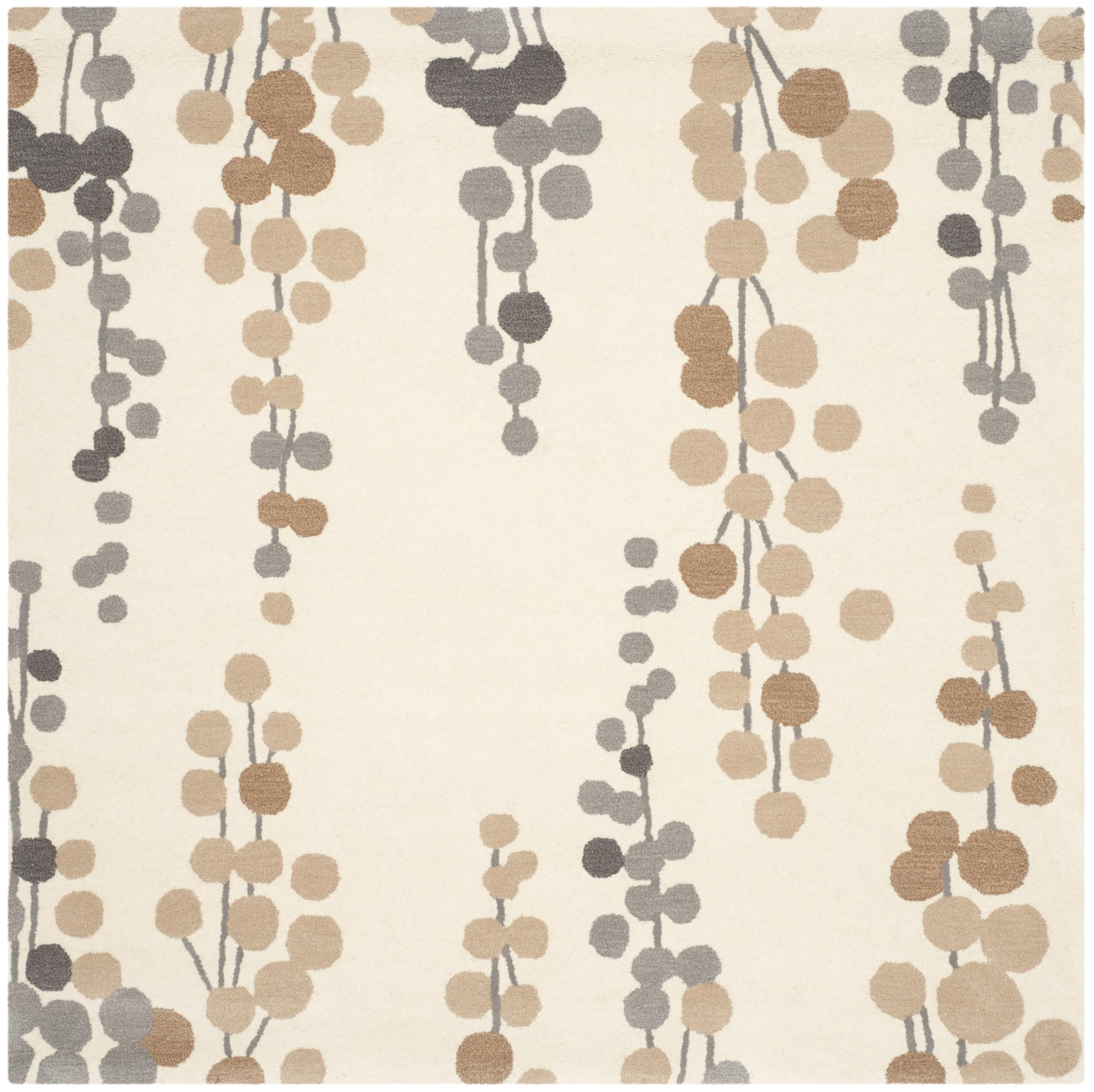 SAFAVIEH Soho Collection 6' Square Beige/Grey SOH338A Handmade Premium Wool & Viscose Area Rug