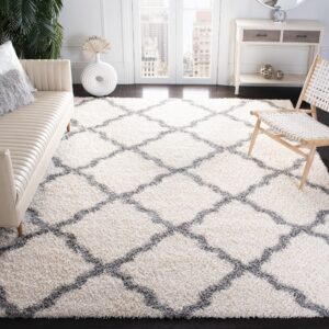 safavieh dallas shag collection area rug - 8' x 10', ivory & grey, trellis design, non-shedding & easy care, 1.5-inch thick ideal for high traffic areas in living room, bedroom (sgd257f)