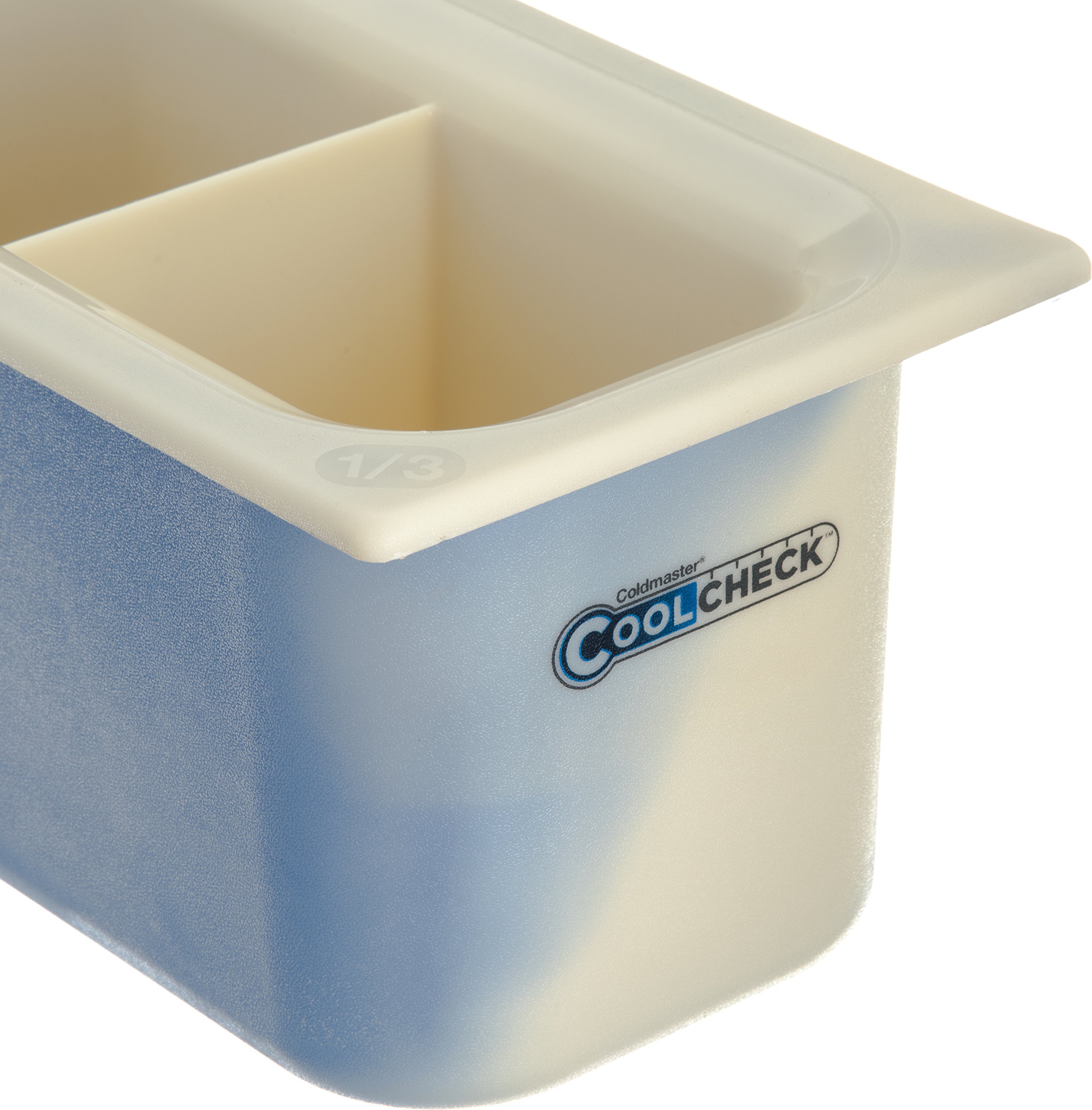 Carlisle FoodService Products Coldmaster Coolcheck Plastic Food Pans, Divided for Catering, Kitchens, Restaurants, 3.4 Quarts, White, Blue