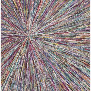 SAFAVIEH Nantucket Collection Area Rug - 5' x 8', Multi, Handmade Boho Abstract Burst Cotton, Ideal for High Traffic Areas in Living Room, Bedroom (NAN319A)