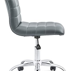 Modway Ripple Ribbed Armless Mid Back Swivel Computer Desk Office Chair In Gray