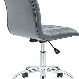 Modway Ripple Ribbed Armless Mid Back Swivel Computer Desk Office Chair In Gray