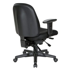 Office Star Ergonomic Mid Back Office Desk Chair with Adjustable Height, Tilt, and Padded Arm Rests, Icon Black Fabric