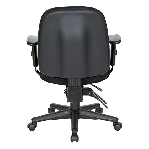 Office Star Ergonomic Mid Back Office Desk Chair with Adjustable Height, Tilt, and Padded Arm Rests, Icon Black Fabric