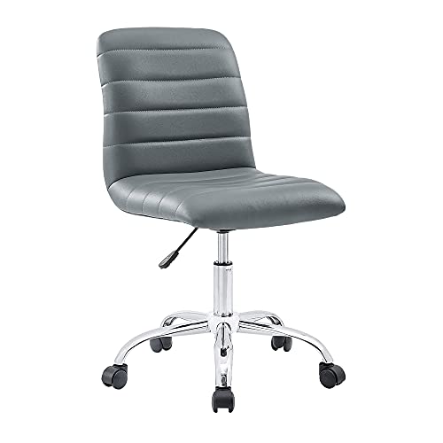 Modway Ripple Ribbed Armless Mid Back Swivel Computer Desk Office Chair In Gray