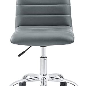 Modway Ripple Ribbed Armless Mid Back Swivel Computer Desk Office Chair In Gray