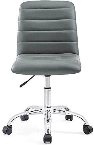 Modway Ripple Ribbed Armless Mid Back Swivel Computer Desk Office Chair In Gray