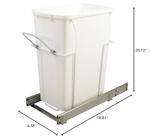 Knape & Vogt FE SCB10-1-35WH Single 20 Quart Soft-close, 9-3/8" X 18-13/16" X 20-1/8" Bottom-mount Waste & Recycling Bins