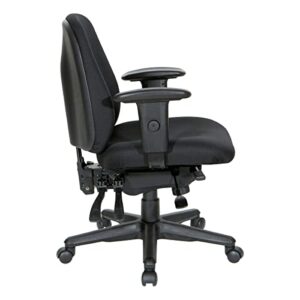 Office Star Ergonomic Mid Back Office Desk Chair with Adjustable Height, Tilt, and Padded Arm Rests, Icon Black Fabric