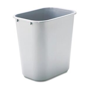 rubbermaid commercial deskside plastic wastebasket, rectangular, 7gal, gray, total 12 ea, sold as 1 carton