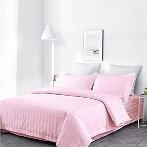 Lasin Bedding, Luxury Super Soft 100% Cotton 3pcs Duvet Cover Pillowcases Sheets Bedding Set, Twin 68"x86", Pink