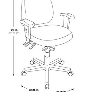 Office Star Ergonomic Mid Back Office Desk Chair with Adjustable Height, Tilt, and Padded Arm Rests, Icon Black Fabric