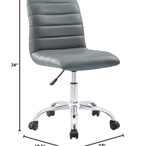 Modway Ripple Ribbed Armless Mid Back Swivel Computer Desk Office Chair In Gray