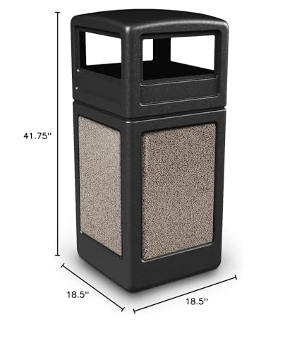 Commercial Zone Stonetec Series Panel with Dome Lid Capacity: 42 Gallon, Color: Brown with Riverstone, Square (72045299)