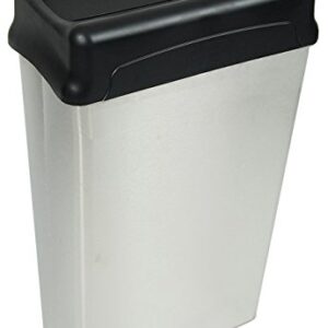 Witt Industries Rectangular Modern Waste Basket Wastebasket, 22 Gallon, Stainless Steel Finish